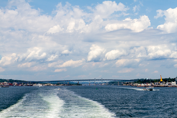 Looking back at the dock in New London Harbor.