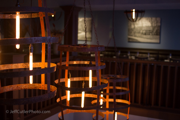 Lamps are made with the metal rings from authentic wine and whiskey barrels.