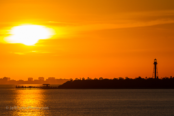 Sunrise over Ft. Myers and Sanibel Island, FL. Lee County.